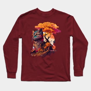 Surreal Anime Cat Diorama Long Sleeve T-Shirt